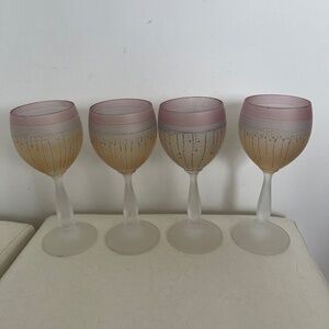Four Hebron glass wine glasses